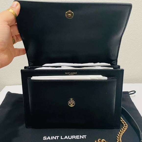 YSL SUNSET Medium Black Crossbody Brand New - Picture 6 of 11